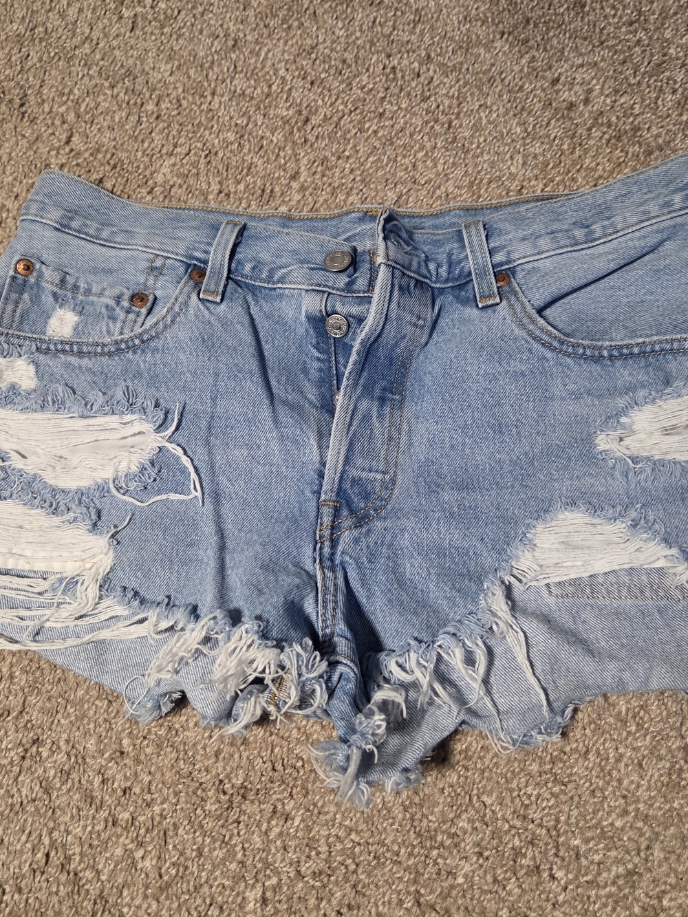 Levi's Light Blue Distressed Denim Cutoff Shorts